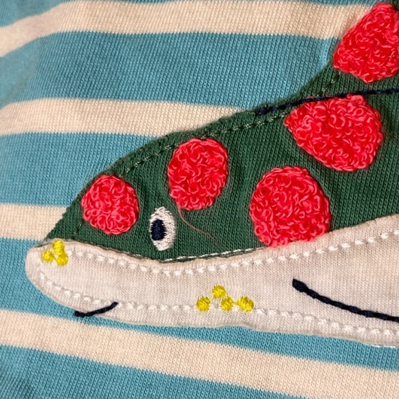 Boden Blue Striped Kids Shirt with Colorful Sea Creatures - Picture 9 of 13